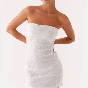 Peppermayo Moorey Beaded Mini Dress - White Silver